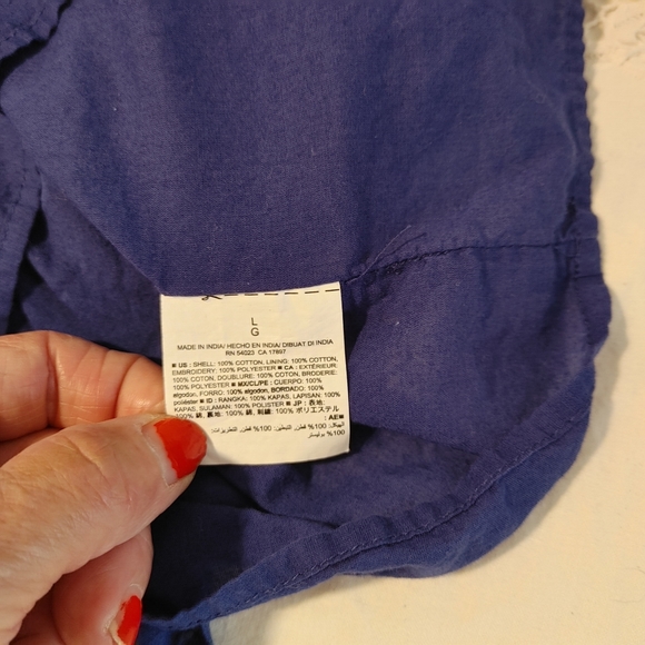 Sleevless Navy Dress Elastic Drawstring Waist Size L Embellished Bottom - Picture 10 of 11